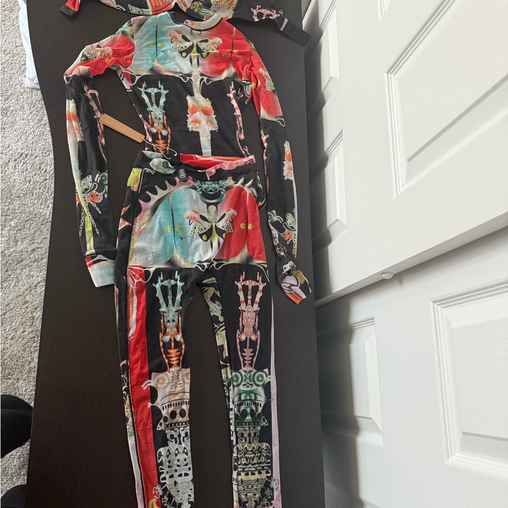 Colorful Skeleton Print Skims 3 Piece Outfit